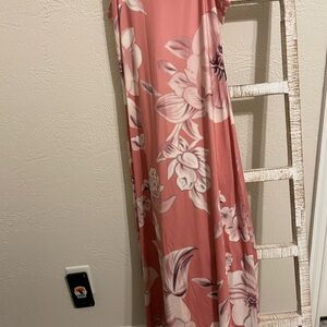Floral Maxi Dress in Pink and White